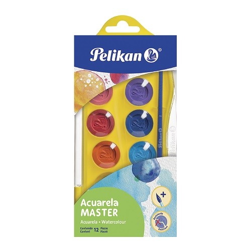 ACUARELA MASTER 12 PASTILLAS ESTUCHE DE PLASTICO-PELIKAN-ACUARELA