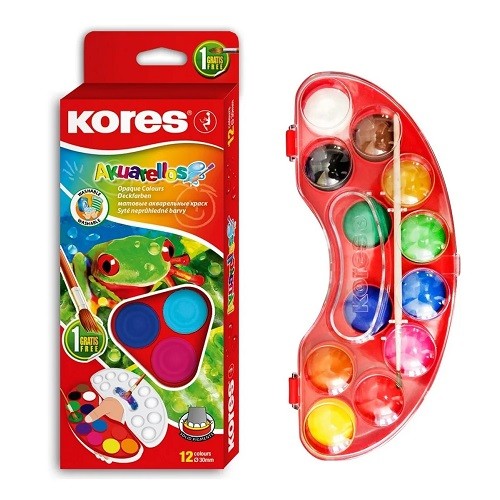 ACUARELAS ESTUCHE 12 PASTILLAS-KORES-ACUARELA