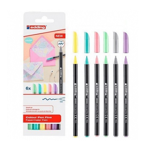 ROTULADOR PASTEL PUNTA D/FIBRA 1MM 6 COLORES-EDDING-ROTULADOR