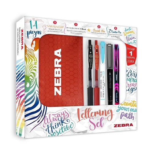 SET DE ESCRITURA LETTERING 14PZ-ZEBRA-BOLIGRAFO