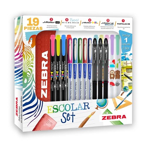 SET DE ESCRITURA ESCOLAR 19PZ-ZEBRA-BOLIGRAFO