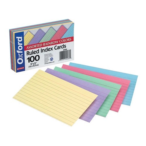 TARJETA INDICE RAYA 3X5 ARCOIRIS 100 PZAS-OXFORD-FICHAS DE TRABAJO
