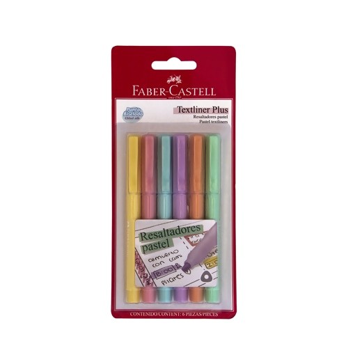 TEXTLINER PLUS SUPER PASTEL 6PZS-FABER CASTELL-RESALTADOR
