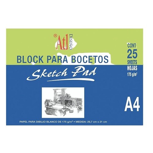 BLOCK PARA BOCETOS A4 25H -ATL-BLOCK O CUADERNOS