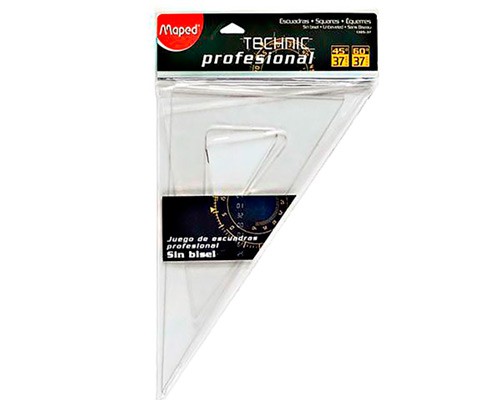 ESCUADRA PROFESIONAL SIN BISEL TECHNIC TRANSPARENTE 32CM-MAPED-ESCUADRA