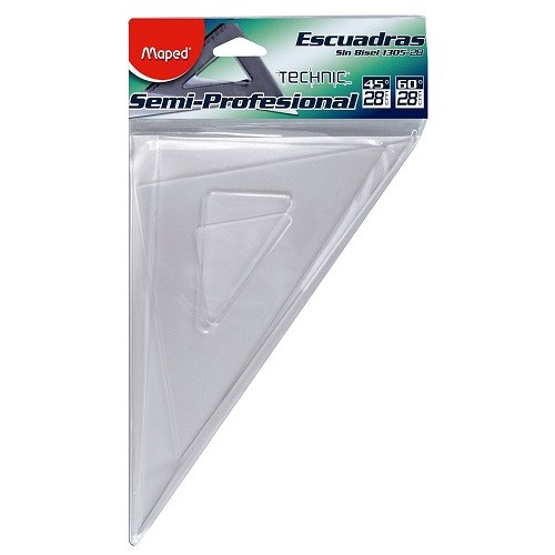 ESCUADRA SEMI PROFESIONAL SIN BISEL TECHNIC S/G° 28CM-MAPED-ESCUADRA