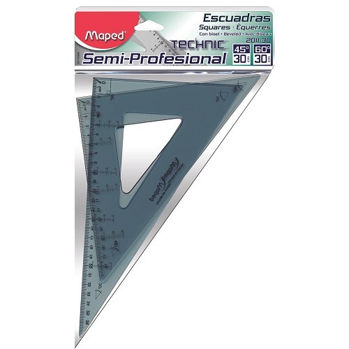 ESCUADRA SEMI PROFESIONAL CON BISEL TECHNIC C/G° 30CM-MAPED-ESCUADRA