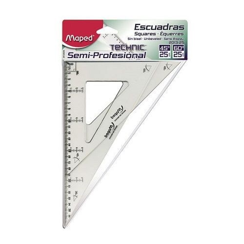 ESCUADRA SEMI PROFESIONAL SIN BISEL TECHNIC S/G° 25CM-MAPED-ESCUADRA