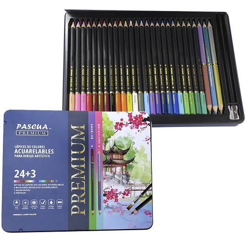 LAPICES DE COLOR ACUARELABLES PARA DIBUJO 24+3PZ-PASCUA-LAPIZ D/COLOR PROF