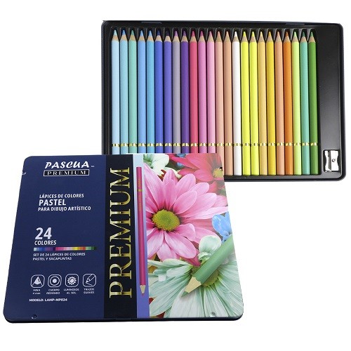 LAPICES DE COLOR PASTEL PARA DIBUJO 24PZ-PASCUA-LAPIZ D/COLOR PROF