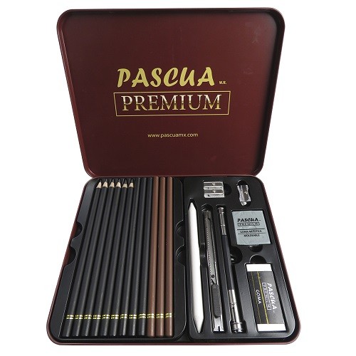 LAPICES DE GRAFITO Y CARBON PARA DIBUJO 31PZ -PASCUA-LAPIZ D/COLOR PROF