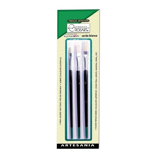 PINCEL DE CERDA BLANCA ARTESANIA VERDE 3PZ -ISEMART-PINCEL
